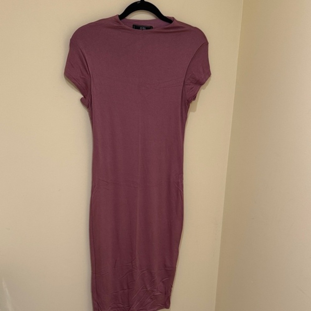 Vibe Dusty Rose Midi Women’s short-Sleeves Dress Size M stretch fully lined